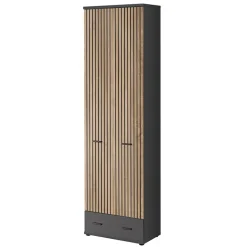 Mobile multiuso ingresso 60x203h cm 2 ante rovere antracite New York-California Gihome®