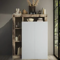 Mobile multiuso ingresso 108x138h cm scarpiera bianco lucido pero Invictus