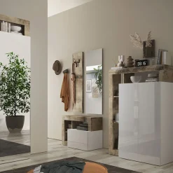 Mobile multiuso ingresso 108x138h cm scarpiera bianco lucido pero Invictus