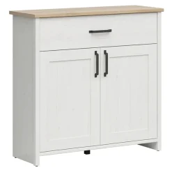 Mobile multiuso 102x99h cm 2 ante 1 cassetto scandinava bianco frassinato rovere Lars