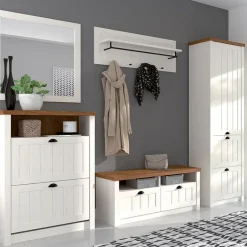 Mobile multiuso 61x205h cm 1 anta e 2 cassetti bianco frassinato rovere Provenza