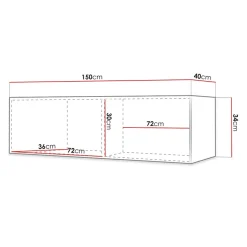 Mobile porta TV sospeso 150x34h cm 1 anta nero Kiruna 4