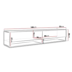 Mobile porta TV sospeso 180x30h cm con LED rovere nero Gregoria