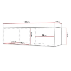 Mobile porta TV sospeso 150x34h cm 1 anta bianco Kiruna 4