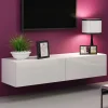 Mobile porta tv sospeso 140x30h cm 2 ante moderno bianco lucido Teodora