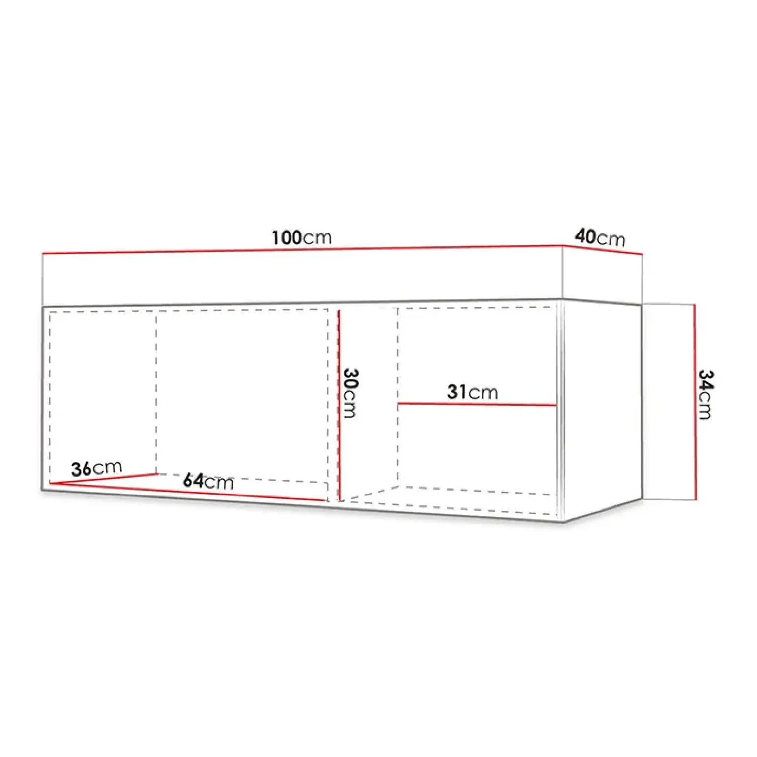 Mobile porta TV sospeso 100x34h cm 1 anta nero Kiruna