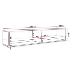 Mobile porta TV sospeso 180x30h cm 2 ante rovere Gregoria