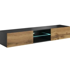 Mobile porta TV sospeso 180x30h cm 2 ante industrial  rovere scuro antracite Momo