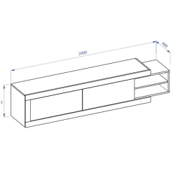 Mobile porta TV 200/242x 44h cm 2 ante moderno estraibile  bianco lucido rovere Aria