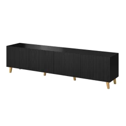 Mobile porta TV 201x52cm 4 ante cannettato nero Essence
