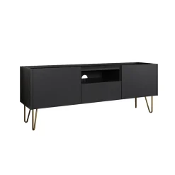 Mobile porta TV 144x55h cm 2 ante 1 cassetto grafite marmo nero Visby