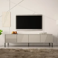 Mobile porta tv 190x53h cm 4 ante cannettato beige Diana