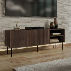 Mobile porta TV 150x58h cm 2 ante 2 vani noce cannettato Gabiot