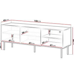 Mobile porta TV 150x58h cm 2 ante 2 vani noce cannettato Gabiot