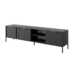 Mobile porta TV 203x53h cm 3 ante 2 vani moderno antracite Nebula