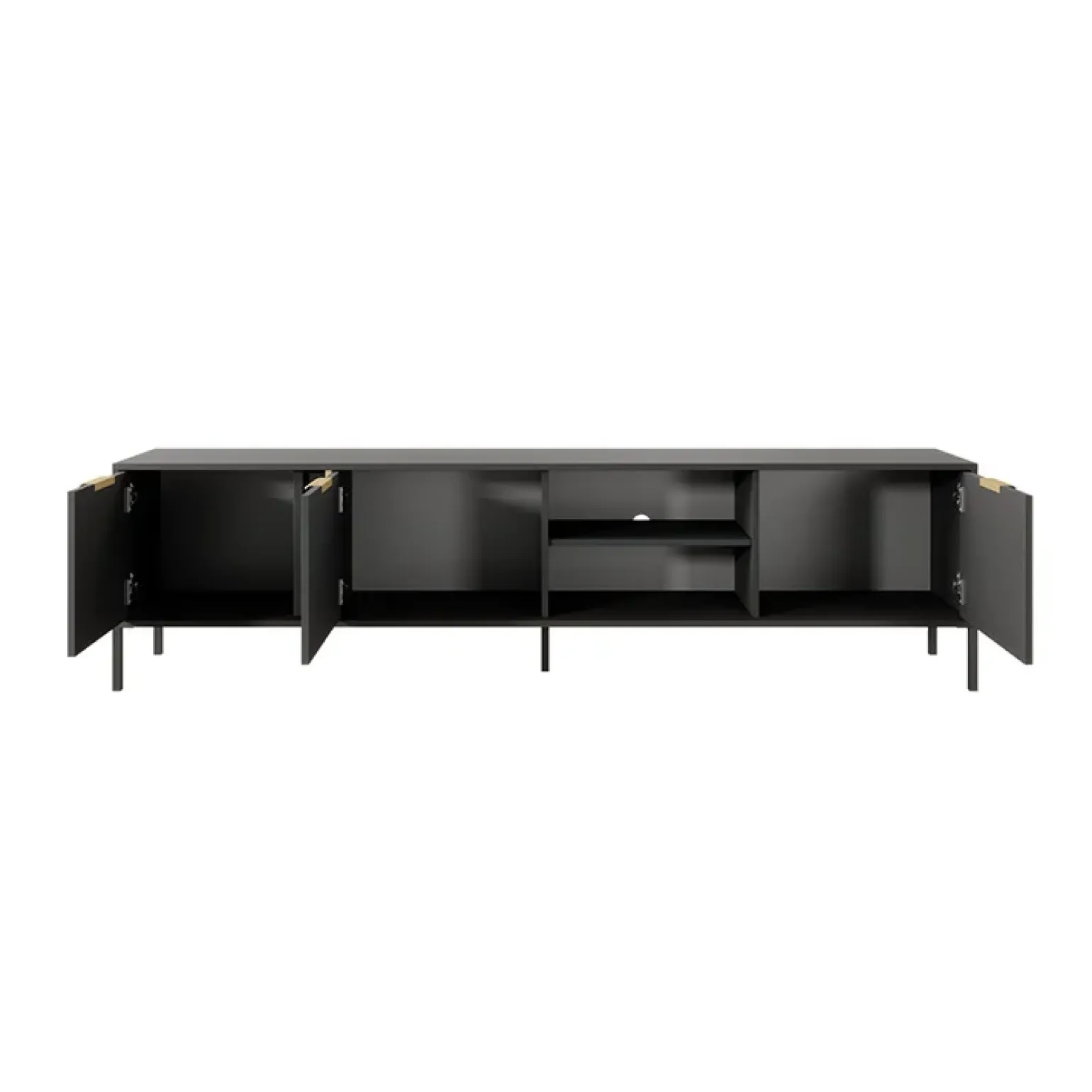 Mobile porta TV 203x53h cm 3 ante 2 vani moderno antracite Nebula