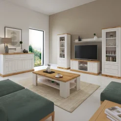 Mobile porta TV 145x60h cm 2 ante scorrevoli 2 vani a giorno bianco frassinato rovere Islen