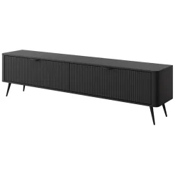 Mobile porta TV 200x51h cm 2 ante nero opaco cannettato Ramis