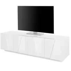 Mobile porta TV 163x46h cm 4 ante bianco lucido Zenzero Gihome®
