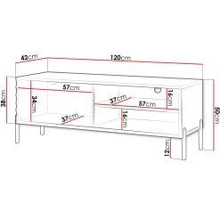 Mobile porta TV 120x50h cm 1 anta 2 vani con frontali decorati bianco Amsterdam