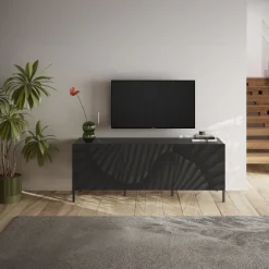 Mobile porta TV 181x69h cm 3 ante serigrafate moderno antracite Grafea