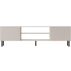 Mobile porta TV 181x53h cm 2 ante 2 vani con frontali cannettati beige Ziggy