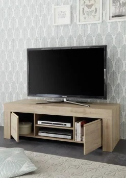 Mobile porta TV 138x44h cm 2 ante 2 vani moderno rovere chiaro Halston