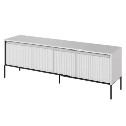 Mobile porta TV 167x56h cm  2 ante led cannettato bianco opaco nero Camelia