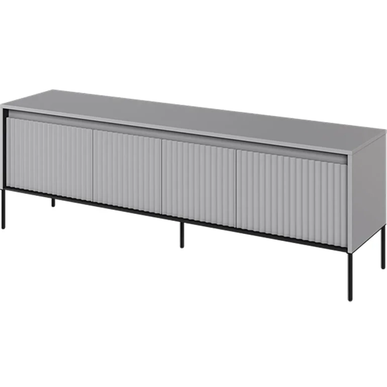 Mobile porta TV 167x56h cm 2 ante led cannettato grigio nero Camelia