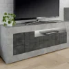 Mobile porta TV 138x56h cm 3 ante soggiorno cemento ossido Florena