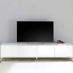 Mobile porta TV 205x48h cm 4 ante bianco lucido Tosca