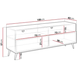 Mobile porta TV 150x57h cm 2 ante 2 vani con frontali decorati beige Simona