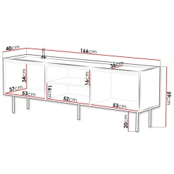 Mobile porta TV 166x59h cm 3 ante con frontali decorati bianco Daniele