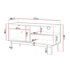 Mobile porta TV 117x60h cm 1 anta 2 vani a giorno rovere nero Herning