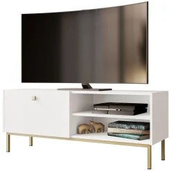Mobile porta TV 120x48h cm 1 anta 2 vani bianco opaco Giuggiola
