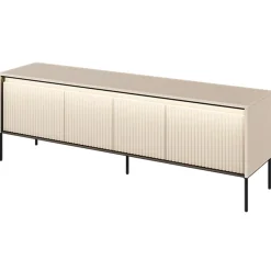 Mobile porta TV 167x56h cm 2 ante led cannettato beige nero Camelia