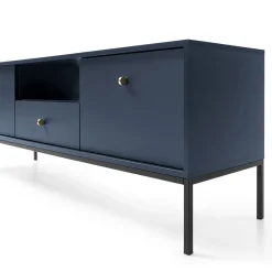 Mobile porta TV 154x56h cm 2 ante con cassetto moderno blu notte Glory