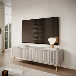 Mobile porta TV 163x51h cm 2 ante beige cannettato Ramis