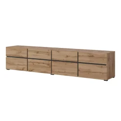 Mobile porta TV 225x48h cm 4 ante a ribalta 4 cassetti moderno rovere nero Lolla