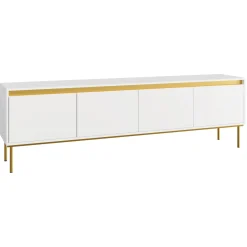 Mobile porta TV 200x60h cm 4 ante bianco oro Praga