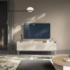 Mobile porta TV 153x50h cm 2 ante beige cannettato rovere Fioca
