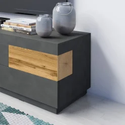 Mobile porta TV 160x54h cm 2 cassetti antracite rovere Bahama