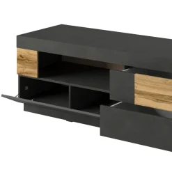 Mobile porta TV 160x54h cm 2 cassetti antracite rovere Bahama