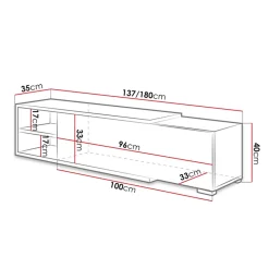 Mobile porta TV 137/180x40h cm allungabile moderno bianco Pepita