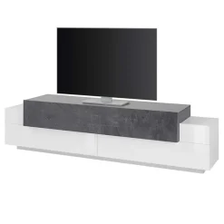 Mobile porta TV 200x52h cm bianco lucido antracite Milos Gihome®