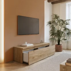Mobile porta TV 138x40h cm con cassettone rovere chiaro Sunset