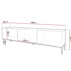 Mobile porta TV 190x5h cm con frontale decorato bianco lucido Marisa