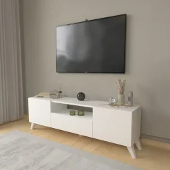 Mobile porta TV 140x46h cm moderno bianco Baffin