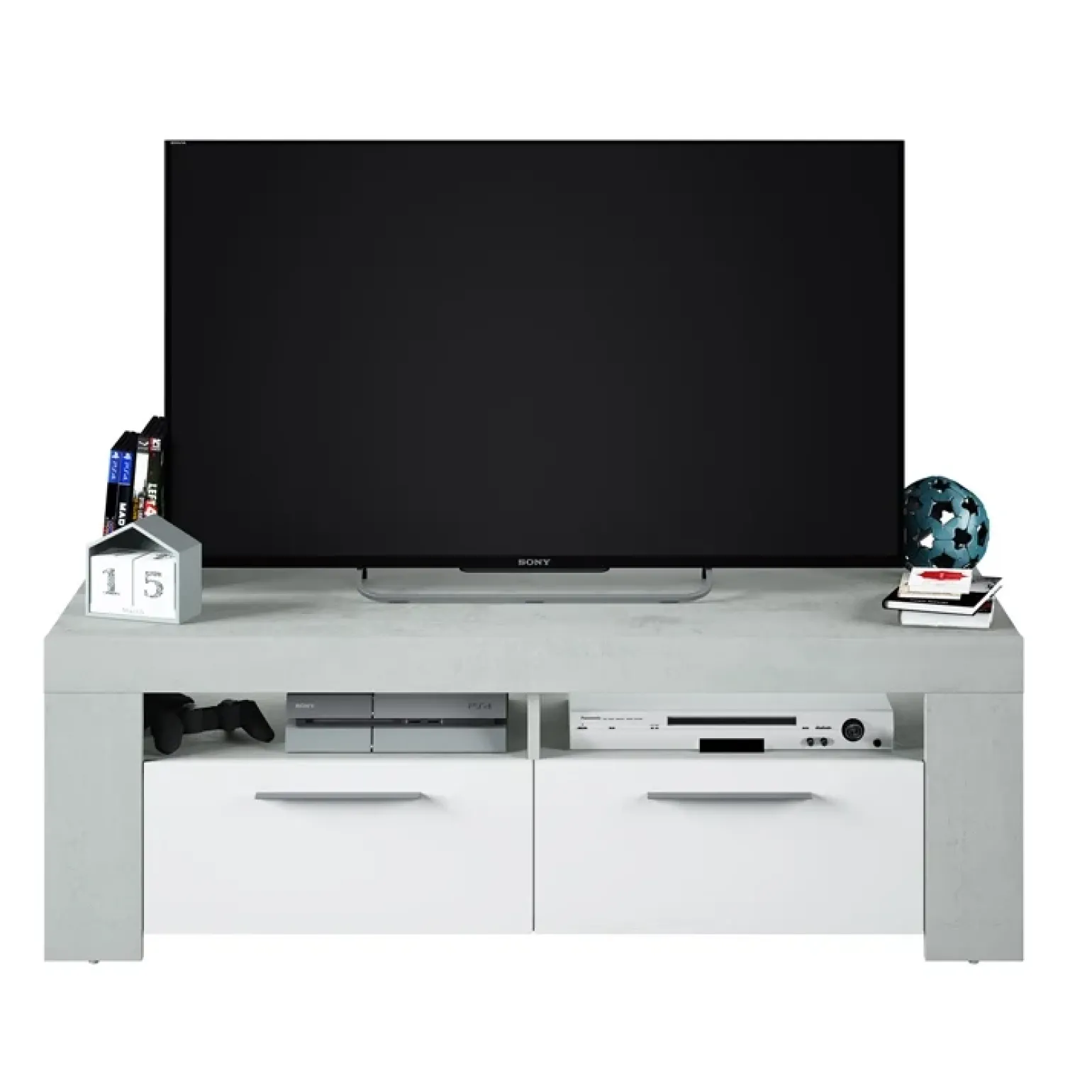 Mobile porta TV 120x40h cm moderno bianco cemento Zante