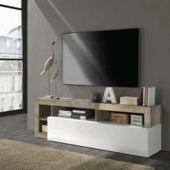 Mobile porta tv 184x58h cm moderno bianco lucido pero Invictus